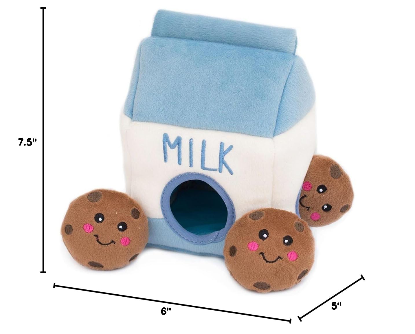 Milk & Cookies Snuffle Dog Toy – Plush Squeaky Treat-Dispensing Chew Toy