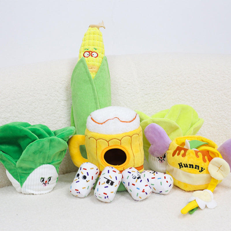 Interactive Plush Beer Mug Dog Toy – Snuffle Treat & Crinkle Chew Dogs