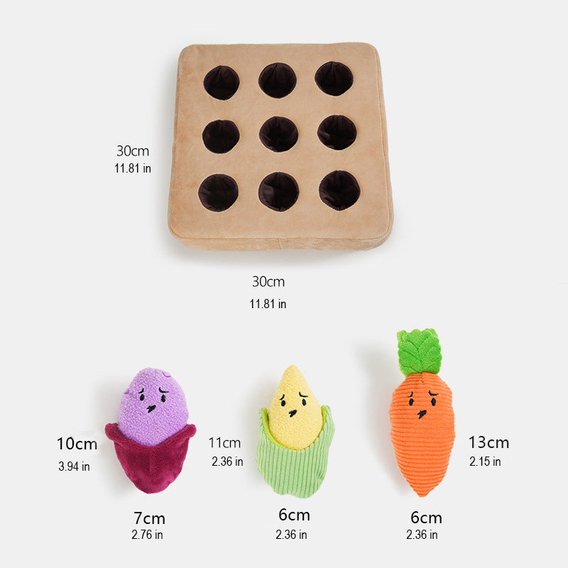 Vegetable Garden Snuffle Toy โ Squeaky Chew & Treat Hiding Plush Toy for Dogs
