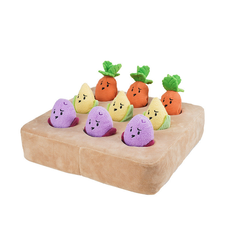 Vegetable Garden Snuffle Toy โ Squeaky Chew & Treat Hiding Plush Toy for Dogs