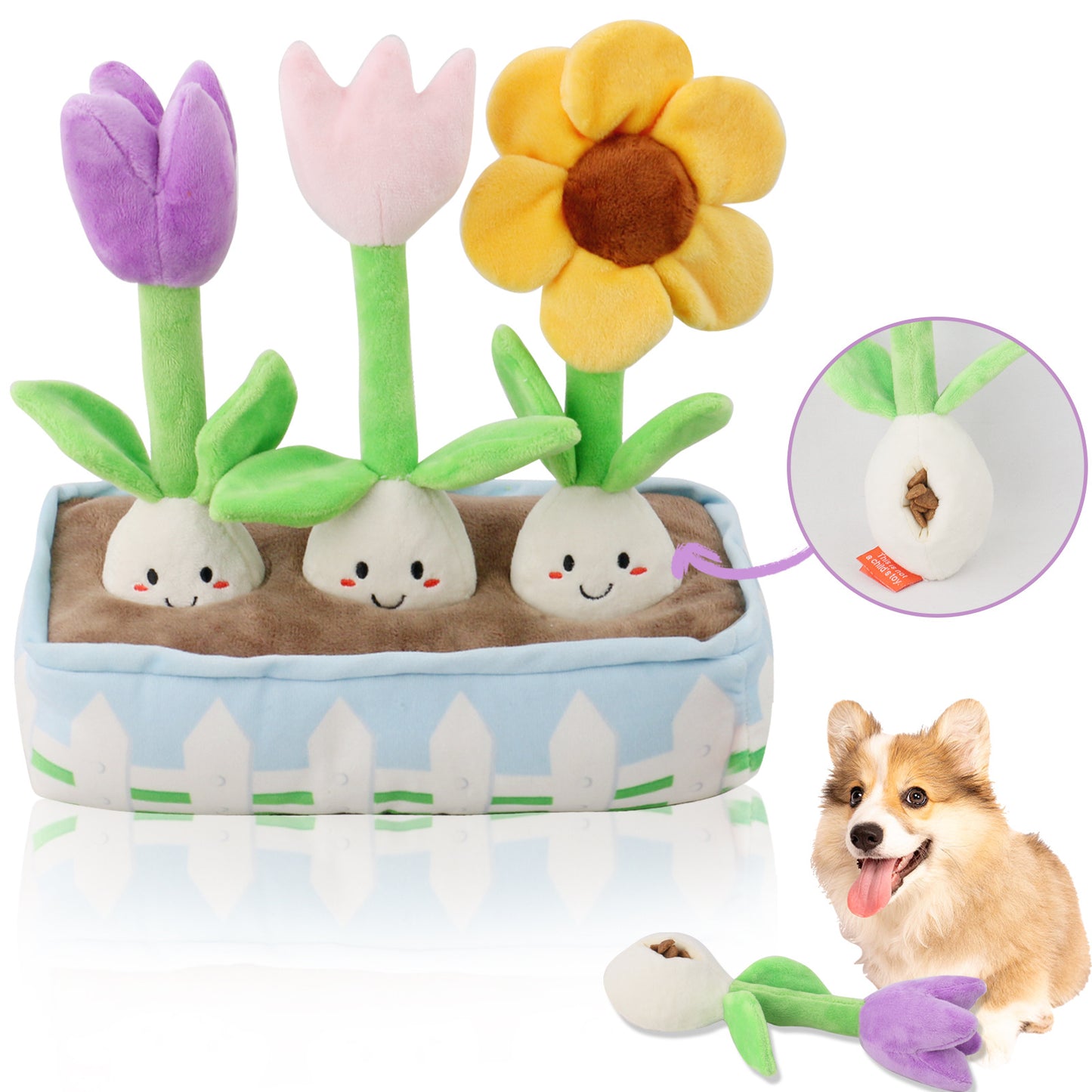 Valentine’s & Birthday Squeaky Plush & Snuffle Flower Dog Toy Set – Interactive Gift for Dogs