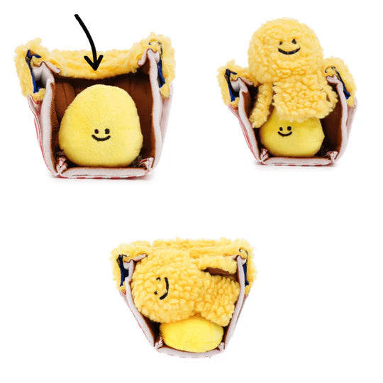 Popcorn Bucket Dog Toy – Interactive Nosework & Squeaky Plush for Small and Medium Dogs