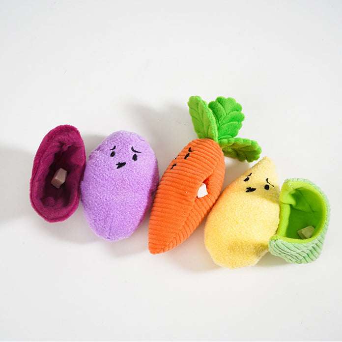 Vegetable Garden Snuffle Toy โ Squeaky Chew & Treat Hiding Plush Toy for Dogs