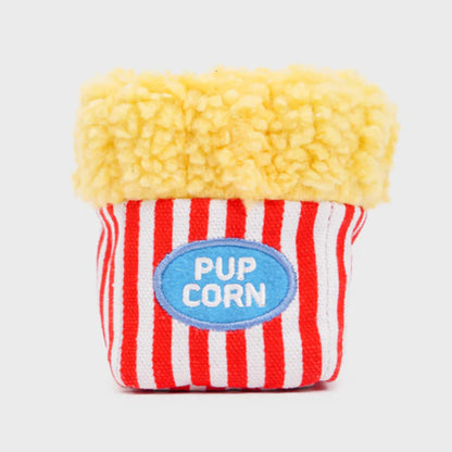 Popcorn Bucket Dog Toy – Interactive Nosework & Squeaky Plush Fun