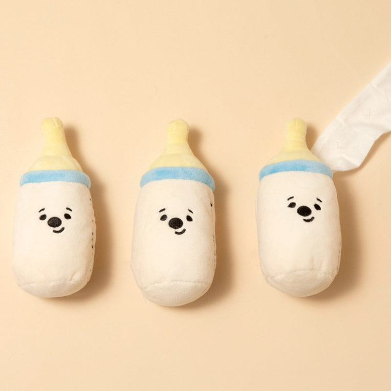 Chupete, biberón y sonajero interactivos de peluche: diversión para mascotas con chirridos y golosinas escondidas