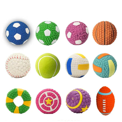 Durable Squeaky Latex Dog Ball – Soft & Chewable Toy for Dental Cleaning, Interactive Play & Fetch