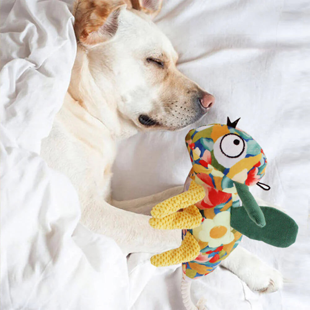 Floral Print Canvas Dog Chew-Resistant Squeaky Toy