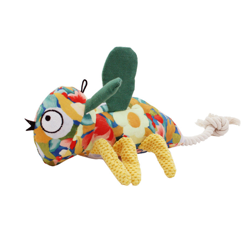 Floral Print Canvas Dog Chew-Resistant Squeaky Toy