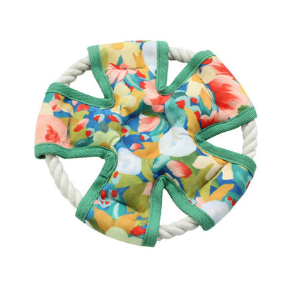 Floral Print Canvas Dog Chew-Resistant Squeaky Toy