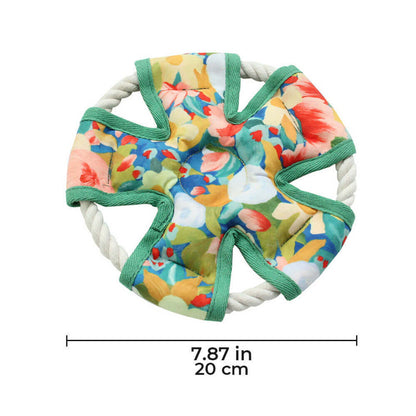 Floral Print Canvas Dog Chew-Resistant Squeaky Toy