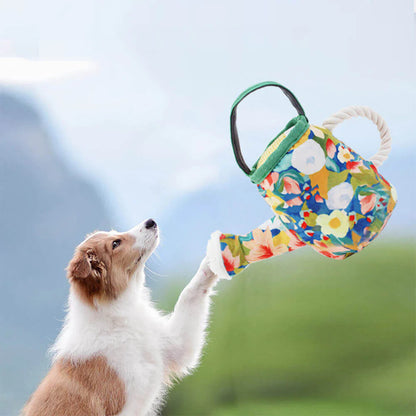 Floral Print Canvas Dog Chew-Resistant Squeaky Toy