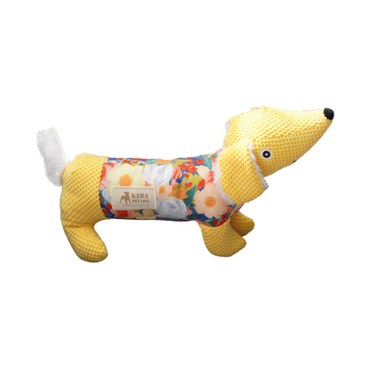 Floral Print Canvas Dog Chew-Resistant Squeaky Toy
