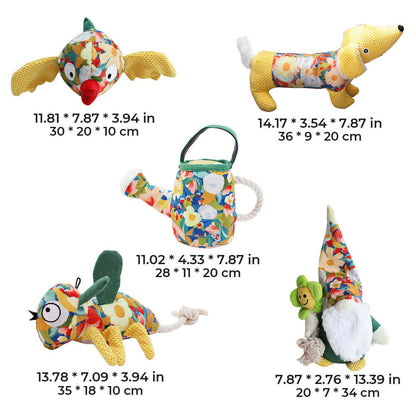 Floral Print Canvas Dog Chew-Resistant Squeaky Toy