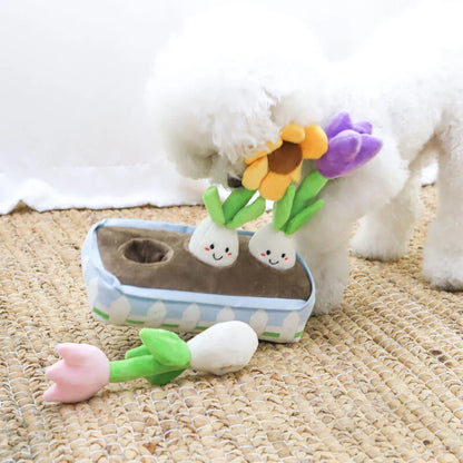 Valentine’s & Birthday Squeaky Plush & Snuffle Flower Dog Toy Set – Interactive Gift for Dogs