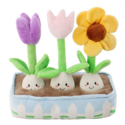 Valentine’s & Birthday Squeaky Plush & Snuffle Flower Dog Toy Set – Interactive Gift for Dogs