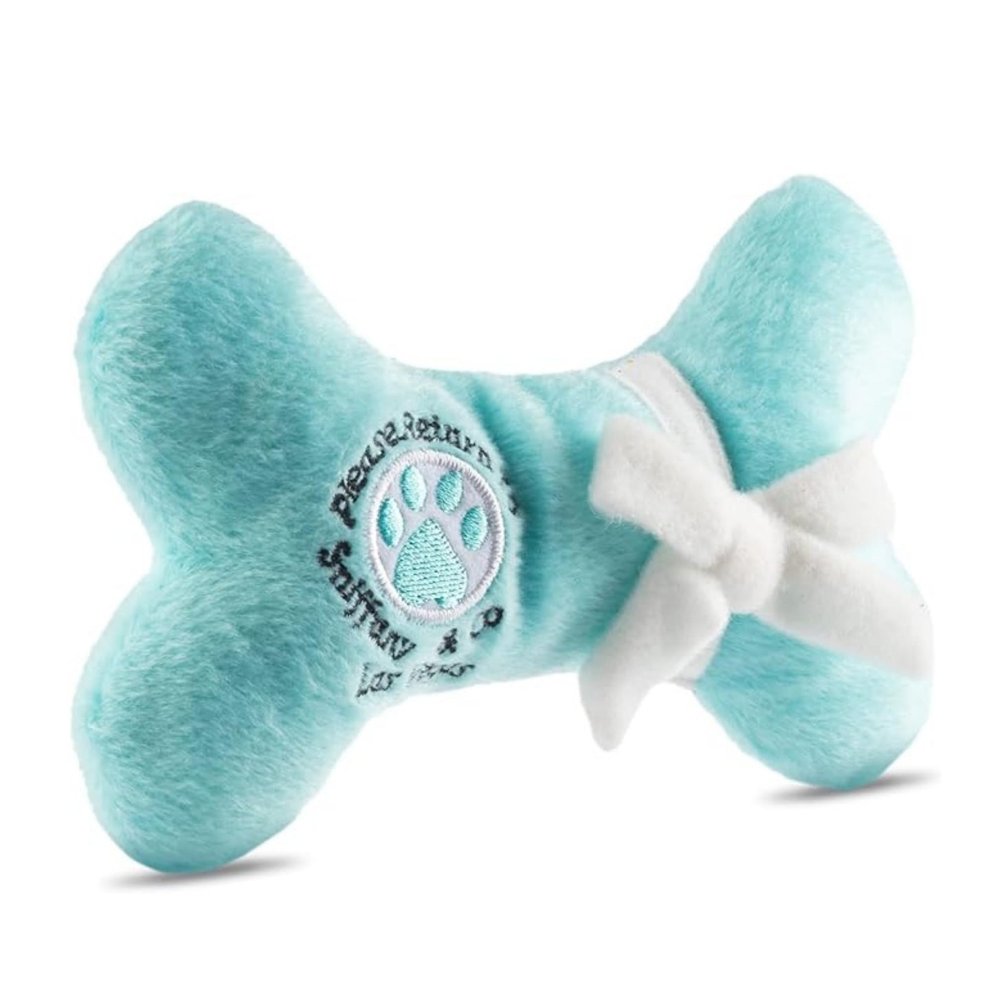Juguete para perros Blue Sniffany Bone: peluche chirriante para cachorros con estilo