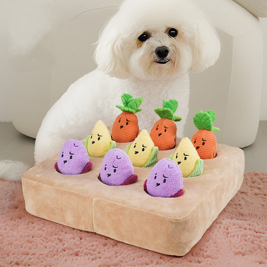 Vegetable Garden Snuffle Toy – Squeaky Chew & Treat Hiding Plush Toy for Dogs