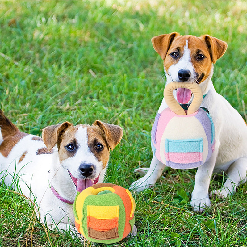 Interactive Snuffle Ball Dog Toy – Plush Squeaky Treat Dispenser for Nosework, Chewing & Mental Stimulation